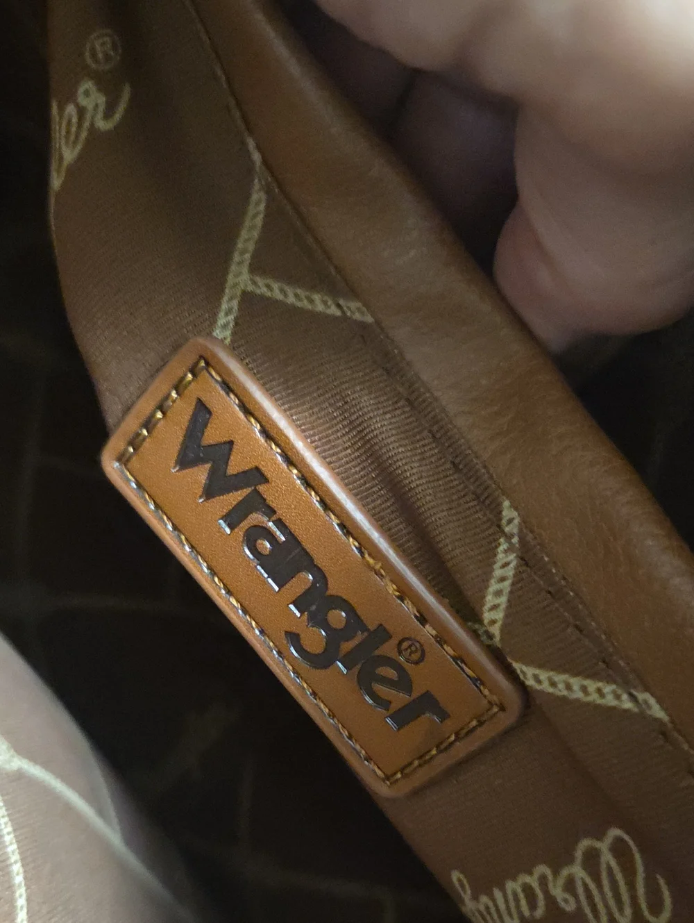Wrangler Tan Faux-Leather Messenger Bag with Concho Accents